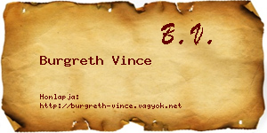 Burgreth Vince névjegykártya